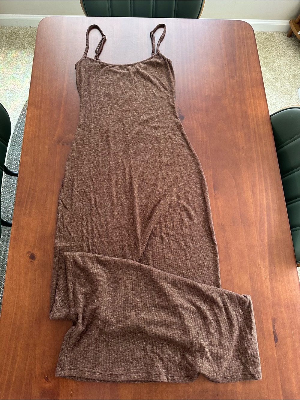 aerie Brown Spaghetti-Strap Slip Maxi Dress